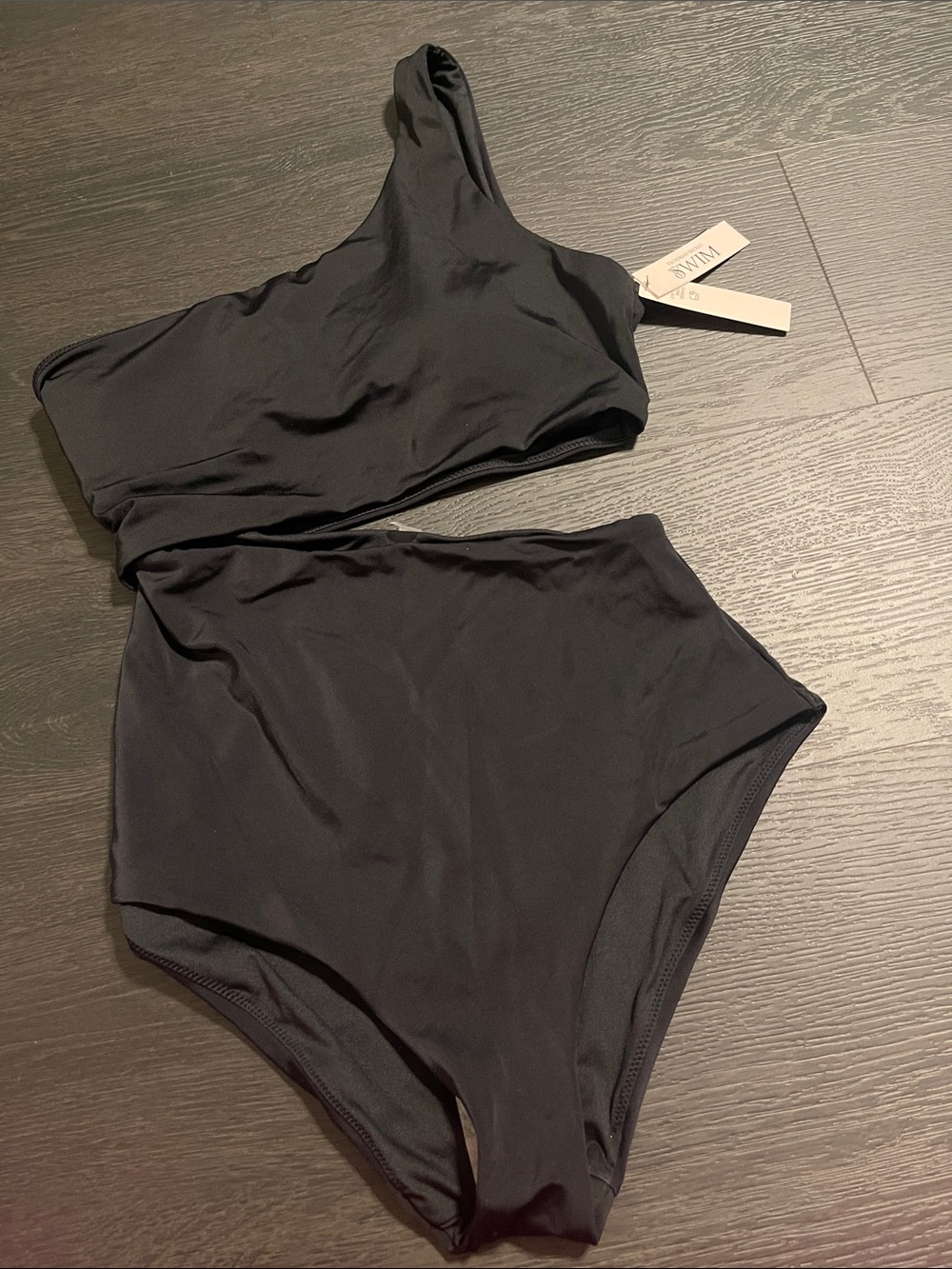 Victoria's Secret Black One-Shoulder High-Waist One-Piece Swim